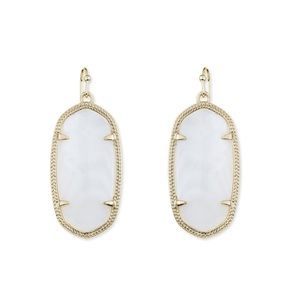 Kendra Scott Elle Earrings in White Stone, Gold Frame